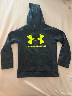 Under Armour Youth Dark Gray Hoodie with Neon Yellow Logo